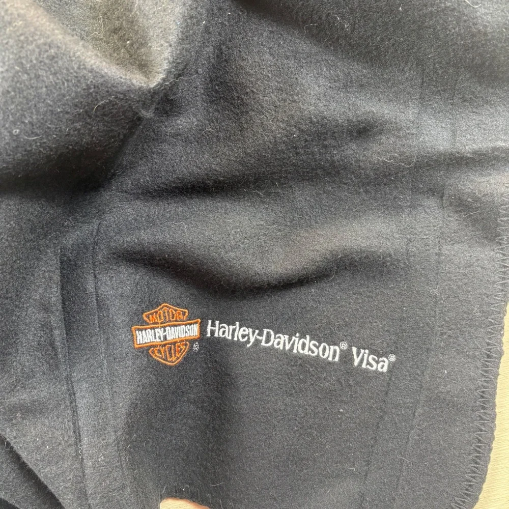 Harley Davidson Picnic Travel Blanket Throw Fleece Black 4x5 Motorcycle SET of 2
